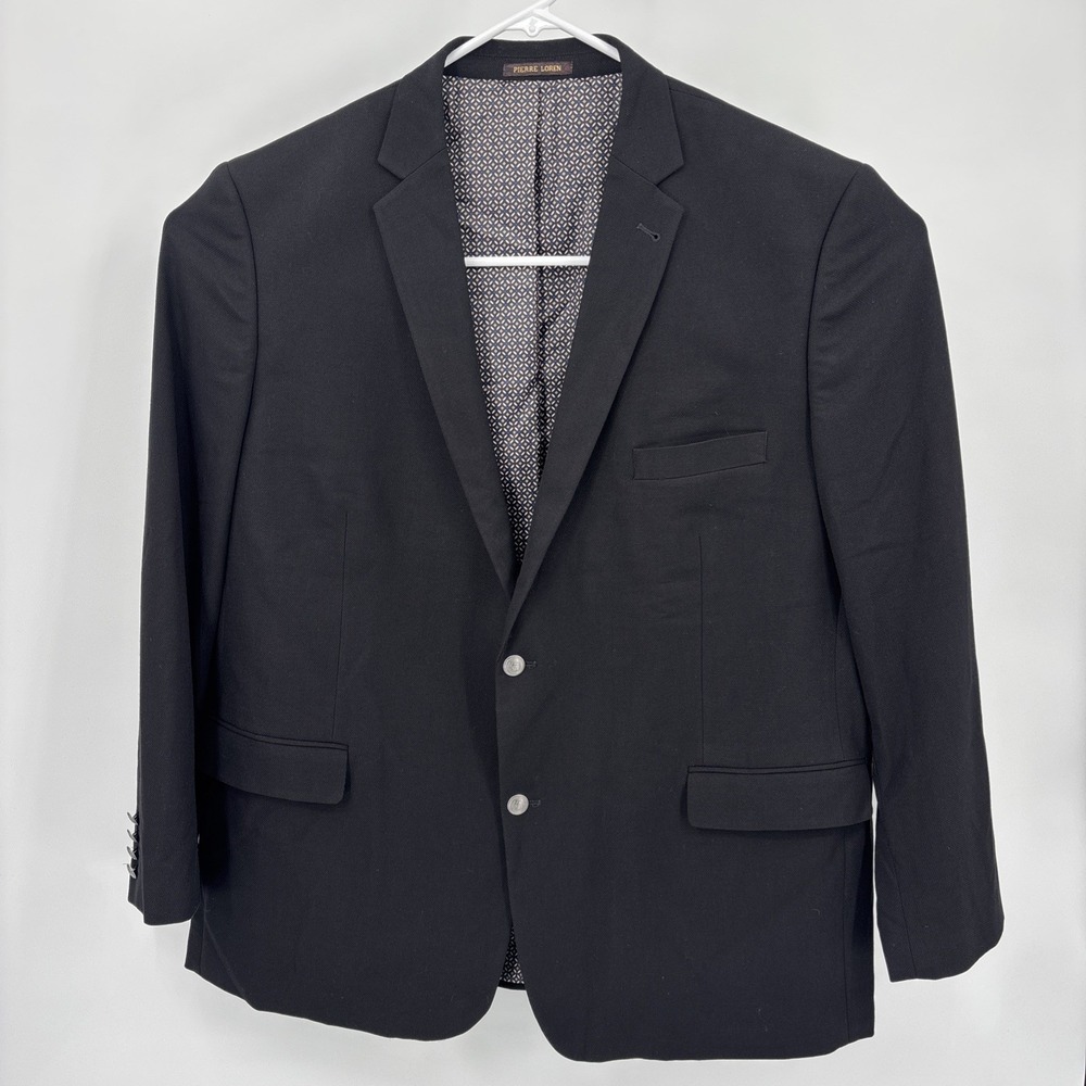 Pierre Loren Mens Black Blazer Suit Jacket Superior 150s Size 50L Classic Preppy